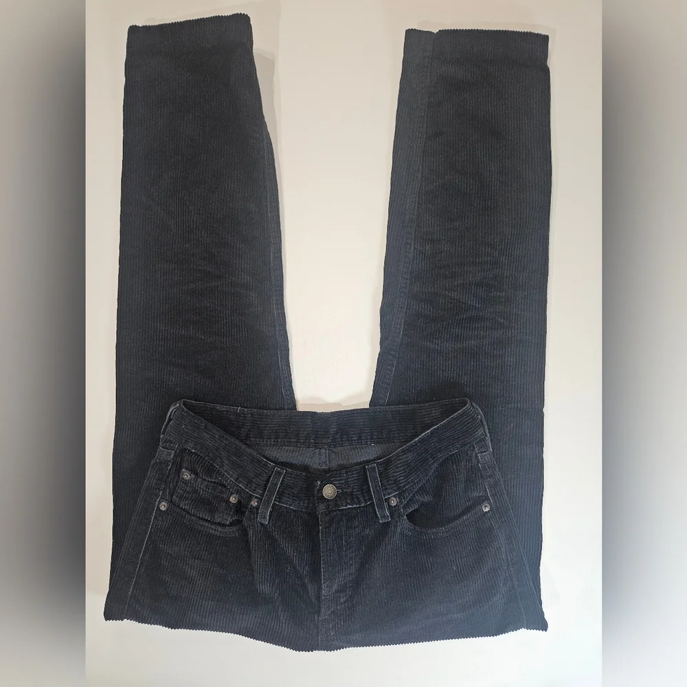 Levis Mens Jeans 28x38 Black Corduroy‎ Straight Leg Mid Rise Retro Goth Inspired